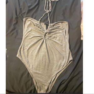 🤍gray halter bodysuit